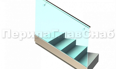 Ограждение с поручнем на выносе в зажимном профиле на лестнице купить в Санкт-Петербурге