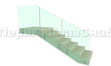 Ограждение для лестницы на несущем стекле с точечным креплением в торец для крыльца купить в Санкт-Петербурге