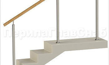 Нержавеющие ограждения без ригелей с квадратным деревянным поручнем и квадратными стойками в Санкт-Петербурге. Готовые проекты ПерилаГлавСнаб