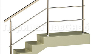 Два ригеля на держателях, квадратный поручень и круглые стойки в Санкт-Петербурге. Готовые проекты ПерилаГлавСнаб Два ригеля на держателях, квадратный поручень и круглые стойки в Санкт-Петербурге. Готовые проекты ПерилаГлавСнаб