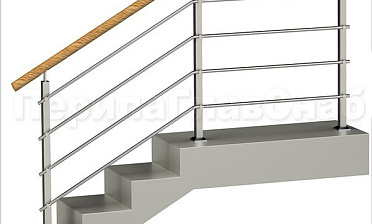 Четыре ригеля на держателях, круглый пластиковый поручень и квадратные стойки купить в Санкт-Петербурге