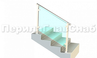 Ограждения для лестницы с поручнем на выносе с зажимными стеклодержателями и квадратными стойками купить в Санкт-Петербурге