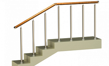 Ограждения со стойками в каждую ступень с круглым деревянным поручнем без ригелей в Санкт-Петербурге. Готовые проекты ПерилаГлавСнаб