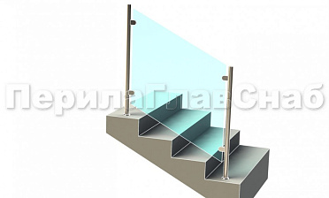 Ограждения лестницы без поручня с зажимными стеклодержателями и стойками купить в Санкт-Петербурге