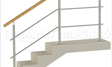 Два ригеля на держателях, квадратный деревянный поручень и круглые стойки купить в Санкт-Петербурге