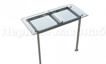 Стеклянный козырек на прямом каркасе со стойками купить в Санкт-Петербурге