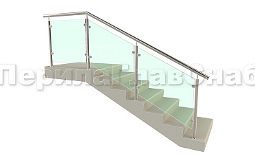Ограждение для лестницы из нержавейки с зажимными стеклодержателями для крыльца купить в Санкт-Петербурге