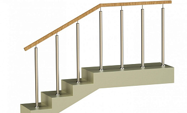 Ограждения со стойками в каждую ступень с квадратным деревянным поручнем без ригелей купить в Санкт-Петербурге