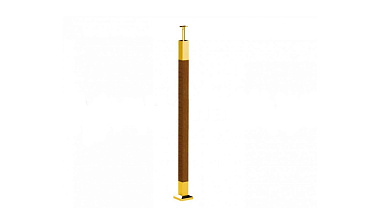 Готовая стойка 40х40х950 мм, деревянная нелакированная, со вставками из нержавеющей стали под золото 2х100 мм k740-G купить в Санкт-Петербурге