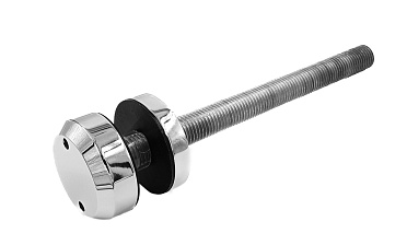 Комплект торцевого крепления несущего стекла, укороченный, шпилька оцинкованная, гайка-шайба Ø50х13х9мм с внутренней резьбой М16, шлифованный AISI 201 Фk277-3-2 купить в Санкт-Петербурге