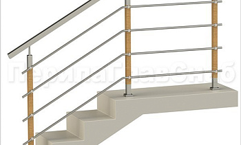 Четыре ригеля на держателях, квадратный поручень и стойки с деревянными вставками в Санкт-Петербурге. Готовые проекты ПерилаГлавСнаб Четыре ригеля на держателях, квадратный поручень и стойки с деревянными вставками в Санкт-Петербурге. Готовые проекты ПерилаГлавСнаб