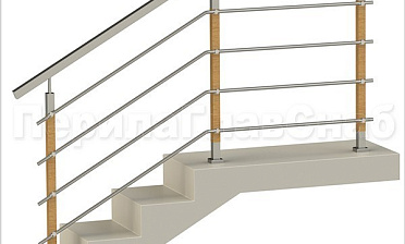 Четыре ригеля на держателях, квадратный поручень и стойки с деревянными вставками купить в Санкт-Петербурге