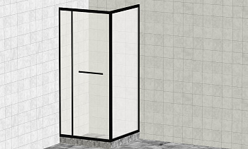 Комплект душевой с внутренней подвижной дверью,толщина стекла 8мм, 900х900х2000, AUSI 304, черная t470 Bl в Санкт-Петербурге. Готовые проекты ПерилаГлавСнаб