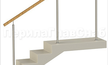 Нержавеющие ограждения без ригелей с квадратным деревянным поручнем купить в Санкт-Петербурге