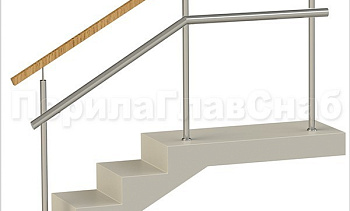 Ограждения с квадратным деревянным поручнем и дополнительным поручнем без ригелей в Санкт-Петербурге. Готовые проекты ПерилаГлавСнаб